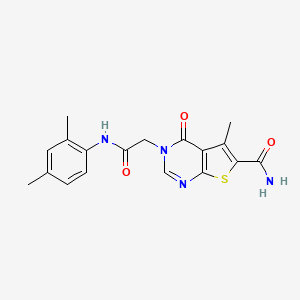 molecular formula C18H18N4O3S B7850173 3-[2-(2,4-Dimethylanilino)-2-oxoethyl]-5-methyl-4-oxothieno[2,3-d]pyrimidine-6-carboxamide 