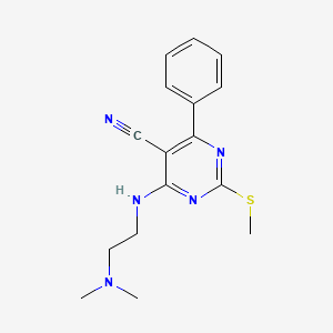 molecular formula C16H19N5S B7850222 4-{[2-(Dimethylamino)ethyl]amino}-2-(methylthio)-6-phenylpyrimidine-5-carbonitrile 