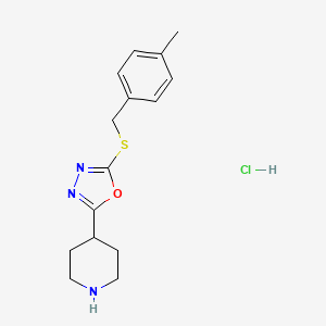 molecular formula C15H20ClN3OS B7850252 2-((4-Methylbenzyl)thio)-5-(piperidin-4-yl)-1,3,4-oxadiazole hydrochloride 