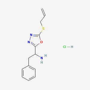 molecular formula C13H16ClN3OS B7850263 2-Phenyl-1-(5-prop-2-enylsulfanyl-1,3,4-oxadiazol-2-yl)ethanamine;hydrochloride 