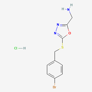 molecular formula C10H11BrClN3OS B7850271 [5-[(4-Bromophenyl)methylsulfanyl]-1,3,4-oxadiazol-2-yl]methanamine;hydrochloride 