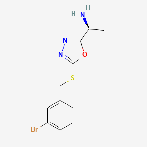 molecular formula C11H12BrN3OS B7850285 (1S)-1-[5-[(3-bromophenyl)methylsulfanyl]-1,3,4-oxadiazol-2-yl]ethanamine 