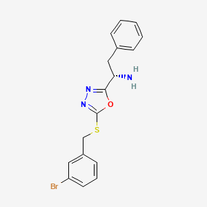 molecular formula C17H16BrN3OS B7850289 (1S)-1-[5-[(3-bromophenyl)methylsulfanyl]-1,3,4-oxadiazol-2-yl]-2-phenylethanamine 