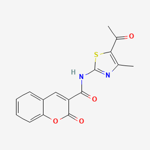 molecular formula C16H12N2O4S B7850298 N-(5-acetyl-4-methyl-1,3-thiazol-2-yl)-2-oxochromene-3-carboxamide 