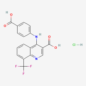 molecular formula C18H12ClF3N2O4 B7850346 4-(4-Carboxyanilino)-8-(trifluoromethyl)quinoline-3-carboxylic acid;hydrochloride 