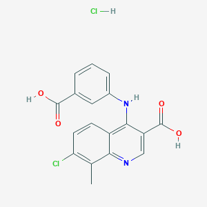 molecular formula C18H14Cl2N2O4 B7850351 4-(3-Carboxyanilino)-7-chloro-8-methylquinoline-3-carboxylic acid;hydrochloride 