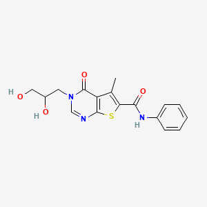 molecular formula C17H17N3O4S B7850353 3-(2,3-dihydroxypropyl)-5-methyl-4-oxo-N-phenylthieno[2,3-d]pyrimidine-6-carboxamide 