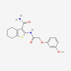 molecular formula C18H20N2O4S B7850366 2-[[2-(3-Methoxyphenoxy)acetyl]amino]-4,5,6,7-tetrahydro-1-benzothiophene-3-carboxamide 