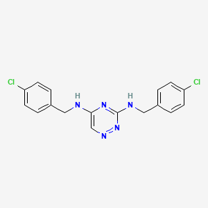 molecular formula C17H15Cl2N5 B7850381 3-N,5-N-bis[(4-chlorophenyl)methyl]-1,2,4-triazine-3,5-diamine 