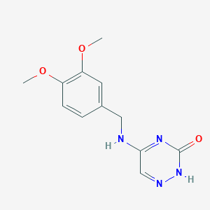 molecular formula C12H14N4O3 B7850405 5-[(3,4-dimethoxyphenyl)methylamino]-2H-1,2,4-triazin-3-one 