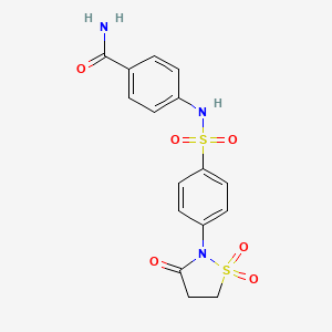 molecular formula C16H15N3O6S2 B7850416 4-({[4-(1,1-Dioxido-3-oxoisothiazolidin-2-yl)phenyl]sulfonyl}amino)benzamide 