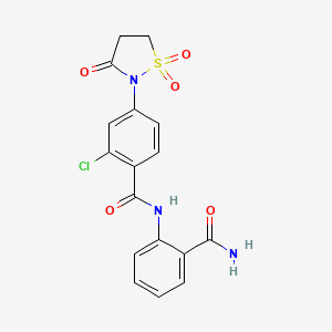 molecular formula C17H14ClN3O5S B7850434 N-[2-(aminocarbonyl)phenyl]-2-chloro-4-(1,1-dioxido-3-oxoisothiazolidin-2-yl)benzamide 