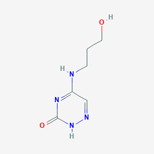 molecular formula C6H10N4O2 B7850468 5-(3-hydroxypropylamino)-2H-1,2,4-triazin-3-one 
