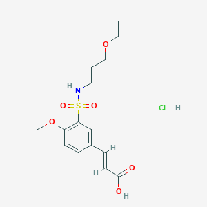 molecular formula C15H22ClNO6S B7850486 (2E)-3-{3-[(3-ethoxypropyl)sulfamoyl]-4-methoxyphenyl}prop-2-enoic acid hydrochloride 