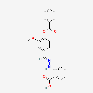 molecular formula C22H18N2O5 B7850538 2-[(2E)-2-[(4-benzoyloxy-3-methoxyphenyl)methylidene]hydrazinyl]benzoic acid 