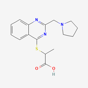 molecular formula C16H19N3O2S B7850770 2-[2-(Pyrrolidin-1-ylmethyl)quinazolin-4-yl]sulfanylpropanoic acid 