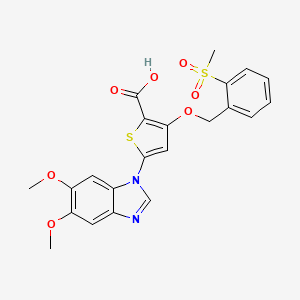 5-(5,6-dimethoxy-1H-1,3-benzodiazol-1-yl)-3-[(2-methanesulfonylphenyl)methoxy]thiophene-2-carboxylicacid