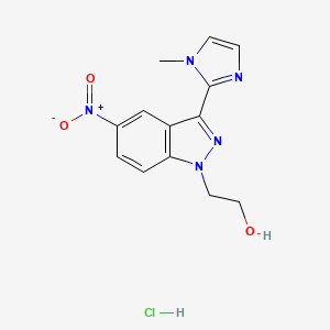 molecular formula C13H14ClN5O3 B7850781 2-[3-(1-Methylimidazol-2-yl)-5-nitroindazol-1-yl]ethanol;hydrochloride 