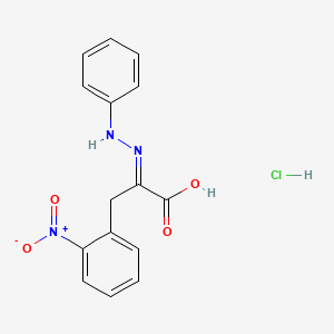 molecular formula C15H14ClN3O4 B7850793 (2E)-3-(2-nitrophenyl)-2-(phenylhydrazinylidene)propanoic acid;hydrochloride 