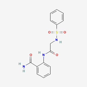 molecular formula C15H15N3O4S B7850798 2-[[2-(Benzenesulfonamido)acetyl]amino]benzamide 