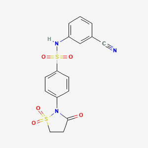 molecular formula C16H13N3O5S2 B7850816 N-(3-cyanophenyl)-4-(1,1,3-trioxo-1,2-thiazolidin-2-yl)benzenesulfonamide 