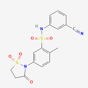 molecular formula C17H15N3O5S2 B7850822 N-(3-cyanophenyl)-2-methyl-5-(1,1,3-trioxo-1,2-thiazolidin-2-yl)benzenesulfonamide 