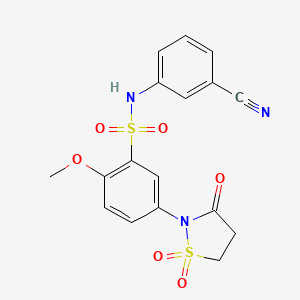 N-(3-cyanophenyl)-2-methoxy-5-(1,1,3-trioxo-1,2-thiazolidin-2-yl)benzenesulfonamide