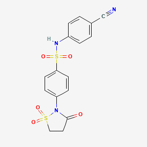 molecular formula C16H13N3O5S2 B7850843 N-(4-cyanophenyl)-4-(1,1,3-trioxo-1,2-thiazolidin-2-yl)benzenesulfonamide 