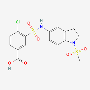 molecular formula C16H15ClN2O6S2 B7850852 4-Chloro-3-[(1-methylsulfonyl-2,3-dihydroindol-5-yl)sulfamoyl]benzoic acid 