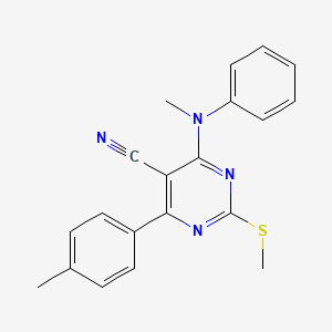 molecular formula C20H18N4S B7850896 4-(4-Methylphenyl)-6-[methyl(phenyl)amino]-2-(methylthio)pyrimidine-5-carbonitrile 