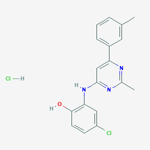 molecular formula C18H17Cl2N3O B7850971 4-Chloro-2-[[2-methyl-6-(3-methylphenyl)pyrimidin-4-yl]amino]phenol;hydrochloride 