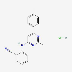 molecular formula C19H17ClN4 B7850987 2-[[2-Methyl-6-(4-methylphenyl)pyrimidin-4-yl]amino]benzonitrile;hydrochloride 
