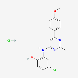 molecular formula C18H17Cl2N3O2 B7851010 4-Chloro-2-[[6-(4-methoxyphenyl)-2-methylpyrimidin-4-yl]amino]phenol;hydrochloride 