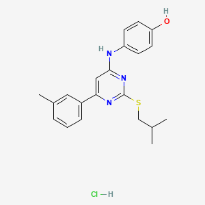 4-[[6-(3-Methylphenyl)-2-(2-methylpropylsulfanyl)pyrimidin-4-yl]amino]phenol;hydrochloride