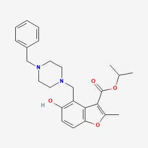 molecular formula C25H30N2O4 B7851040 Propan-2-yl 4-[(4-benzylpiperazin-1-yl)methyl]-5-hydroxy-2-methyl-1-benzofuran-3-carboxylate 