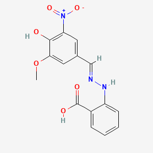 molecular formula C15H13N3O6 B7851134 2-[2-[(Z)-(3-methoxy-5-nitro-4-oxocyclohexa-2,5-dien-1-ylidene)methyl]hydrazinyl]benzoic acid 