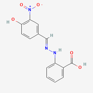 molecular formula C14H11N3O5 B7851163 2-[2-[(Z)-(3-nitro-4-oxocyclohexa-2,5-dien-1-ylidene)methyl]hydrazinyl]benzoic acid 