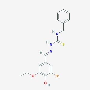 molecular formula C17H18BrN3O2S B7851177 1-benzyl-3-[(E)-(3-bromo-5-ethoxy-4-hydroxyphenyl)methylideneamino]thiourea 