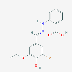 molecular formula C16H15BrN2O4 B7851185 2-[(2E)-2-[(3-bromo-5-ethoxy-4-hydroxyphenyl)methylidene]hydrazinyl]benzoic acid 