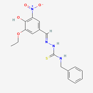 molecular formula C17H18N4O4S B7851192 1-benzyl-3-[(E)-(3-ethoxy-4-hydroxy-5-nitrophenyl)methylideneamino]thiourea 