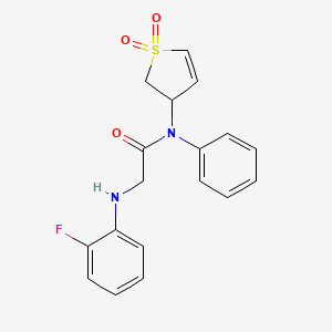 molecular formula C18H17FN2O3S B7851200 N-(1,1-dioxo-2,3-dihydrothiophen-3-yl)-2-(2-fluoroanilino)-N-phenylacetamide 