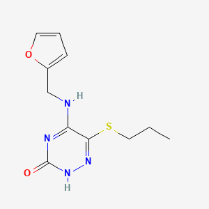 molecular formula C11H14N4O2S B7851206 5-(furan-2-ylmethylamino)-6-propylsulfanyl-2H-1,2,4-triazin-3-one 