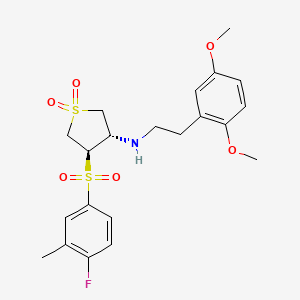 molecular formula C21H26FNO6S2 B7851209 (3S,4R)-N-[2-(2,5-dimethoxyphenyl)ethyl]-4-(4-fluoro-3-methylphenyl)sulfonyl-1,1-dioxothiolan-3-amine 