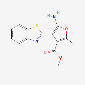 molecular formula C14H12N2O3S B7851238 Methyl 5-amino-4-(1,3-benzothiazol-2-yl)-2-methylfuran-3-carboxylate 