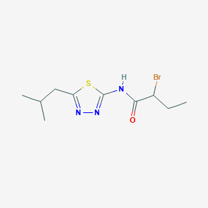 molecular formula C10H16BrN3OS B7851247 2-bromo-N-[5-(2-methylpropyl)-1,3,4-thiadiazol-2-yl]butanamide 