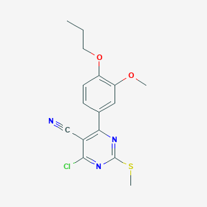 molecular formula C16H16ClN3O2S B7851269 4-Chloro-6-(3-methoxy-4-propoxyphenyl)-2-methylsulfanylpyrimidine-5-carbonitrile 