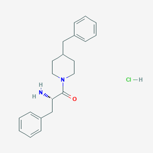 molecular formula C21H27ClN2O B7851292 (2S)-2-amino-1-(4-benzylpiperidin-1-yl)-3-phenylpropan-1-one hydrochloride 