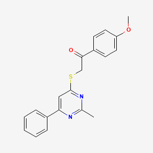 molecular formula C20H18N2O2S B7851330 1-(4-Methoxyphenyl)-2-(2-methyl-6-phenylpyrimidin-4-yl)sulfanylethanone 
