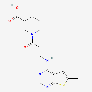 1-[3-[(6-Methylthieno[2,3-d]pyrimidin-4-yl)amino]propanoyl]piperidine-3-carboxylic acid
