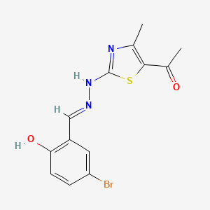 1-[2-[(2E)-2-[(5-bromo-2-hydroxyphenyl)methylidene]hydrazinyl]-4-methyl-1,3-thiazol-5-yl]ethanone